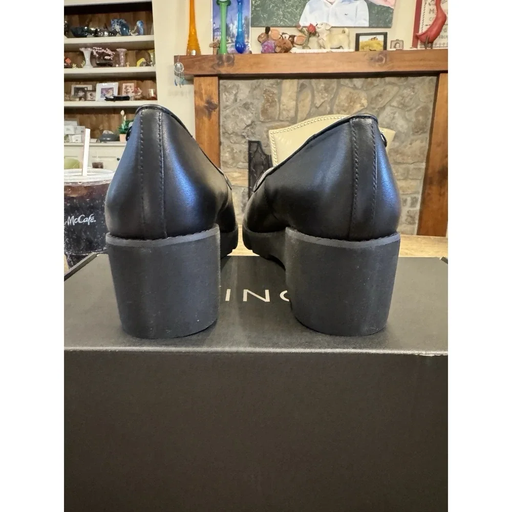 Vionic Willa Wedge Black Leather Size 9.5 Women's‎ Slip-on Loafer
